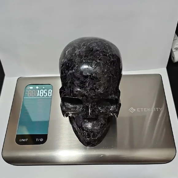 5" Carved Merlinite Crystal Skull Carving - Picture 4 of 11